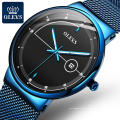 OLEVS Marke 9907 Neue Mode Männer Sport Armbanduhr Mesh Band Wasserdichte Quarzuhr Benutzerdefinierte Ihr eigenes Logo Uhr